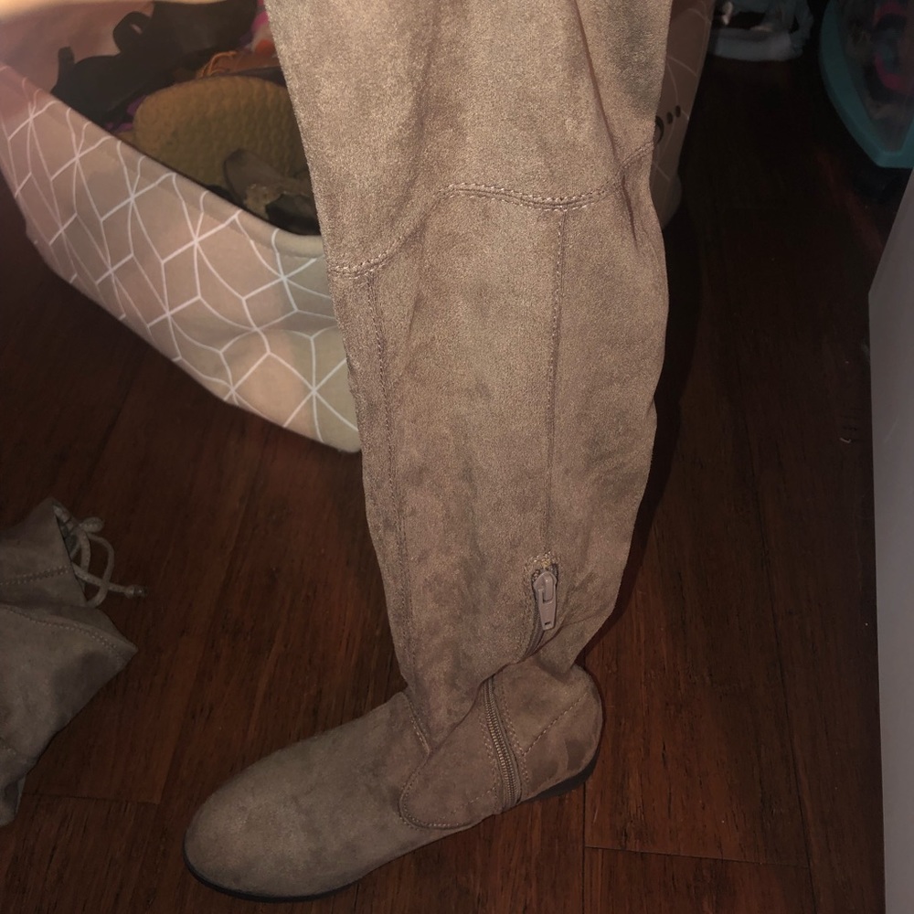 Brown thigh high boots